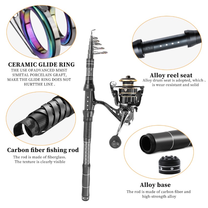 Kohlefaser-Teleskop-Angelrute  – Reel Spare Spool Bewertung und Preis